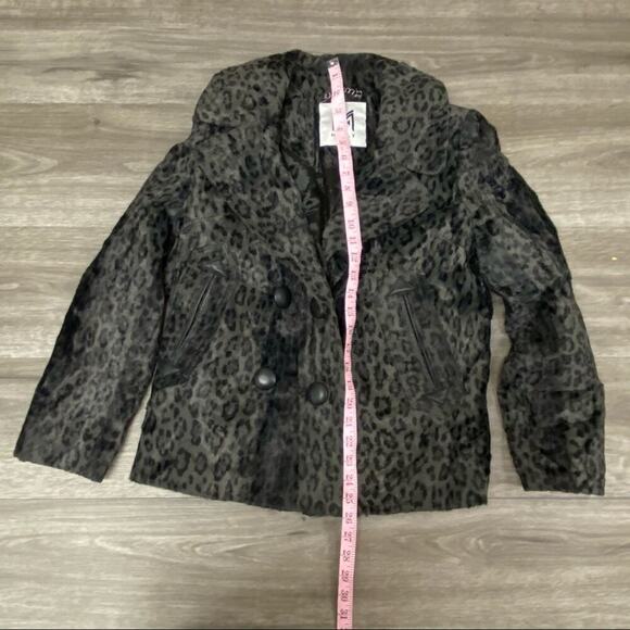 Milly leopard faux fur double breasted coat S - Picture 9 of 10